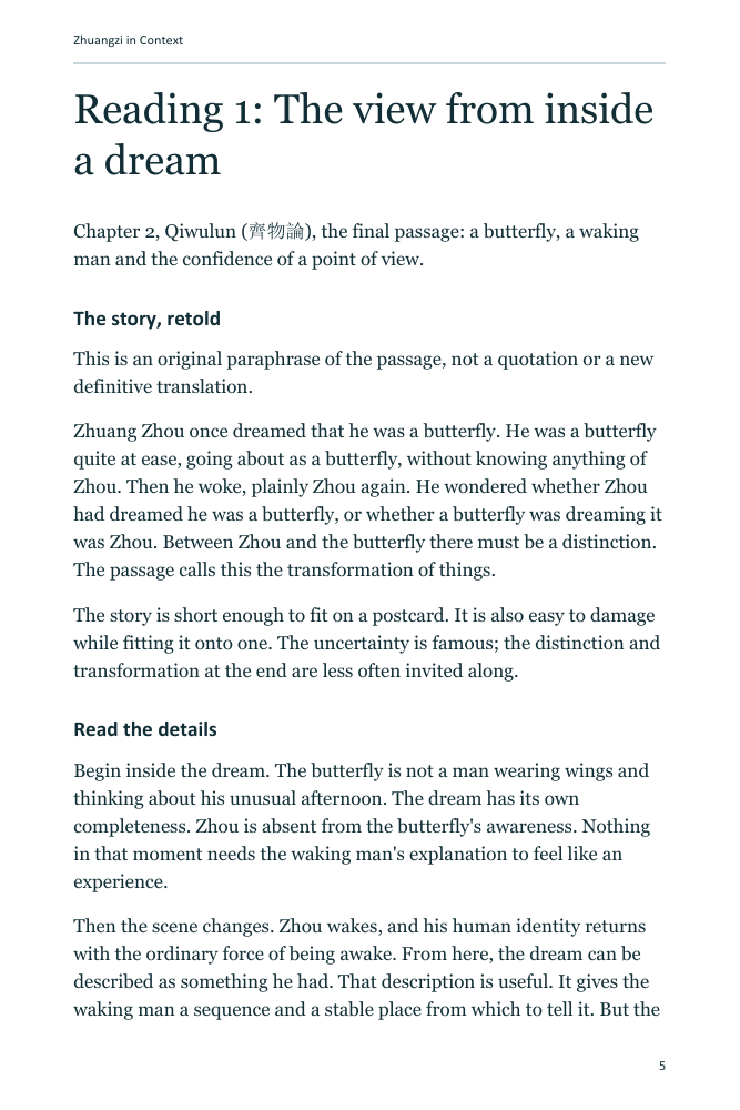 A real page from the butterfly lesson, showing the story and close reading